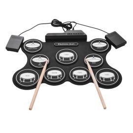Portable Roll Up Electronic Drum Set Kit Pad with Pedal Drum Sticks