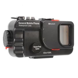 Bluetooth connected to control zoom & shoot via housing keys in cellphone camera shooting mode.