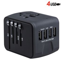 Universal Travel Charger Adapter 4 USB Ports Electrical Socket US UK EU AU Plug