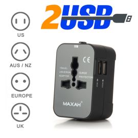 Travel Charger Adapter US UK EU AU Wall Plug Dual USB Ports