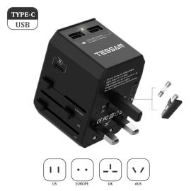 Travel Plug Adapter 2 Tpye-C & QC 3.0 US/EU/AU/UK AC Outlet