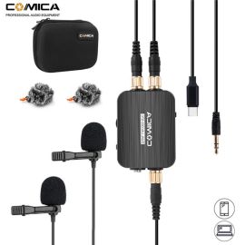 comica cvm-d03 dual head detachable mic lavalier microphone