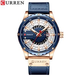 CURREN 8374 men waterproof calendar leather band quartz watch