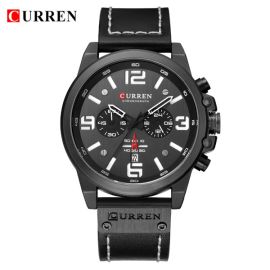 CURREN 8314 leather chronograph men quartz watch