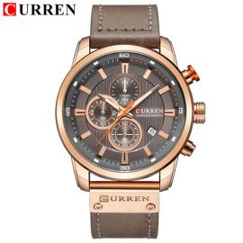 CURREN 8291 lether chronograph waterproof mens quartz watch 