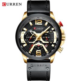 CURREN 8329 lether chronograph waterproof mens quartz watch