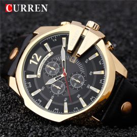 CURREN 8176 leather waterproof mens quartz watch