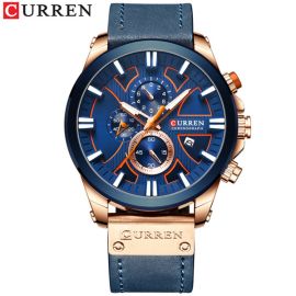 CURREN 8346 leather chronograph mens quartz watch