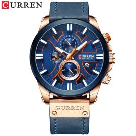 CURREN 8346 leather chronograph mens quartz watch