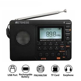 RETEKESS V115 radio AM FM SW pocket radio shortwave FM speaker