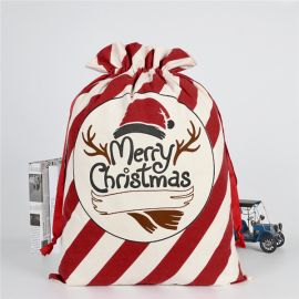 Cotton Canvas Santa Sacks Drawstring Bags 