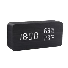 led wooden alarm clock table watch weather station humidity monitor