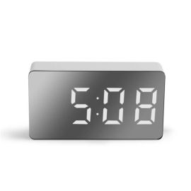 led mirror digital alarm electronic desktop clock