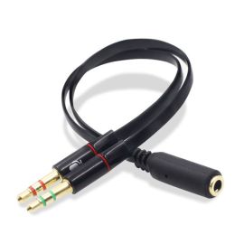 stereo audio female to 2 male headset microphone splitter cable adapter