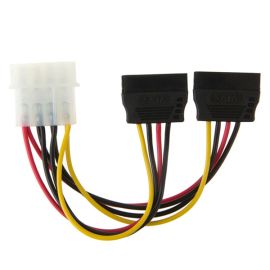 molex to sata 2 way dual hard drive power ide cable adapter