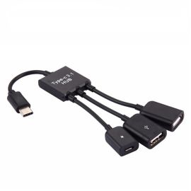 micro usb type c to otg dual port hub cable adapter
