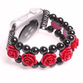 agate rose carved lady bracelet elastic strap for iWatch apple watch