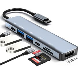 7 in1 type-C to usb c hdmi usb hub sd tf card reader adapter dock