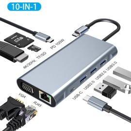 11 in 1 Type-C Hub to HDMI Rj45 USB 3.0 RJ45 PD card reader adapter docking Station