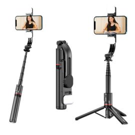 L12D mini foldable selfie stick tripod with fill light bluetooth remote control