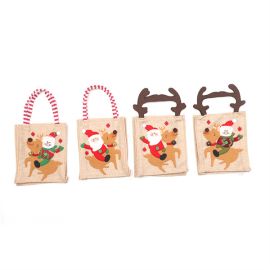 Christmas santa claus tote bag canvas xmas gift bags