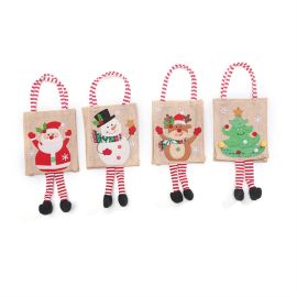 Christmas canvas 3d long legs santa claus tote bag