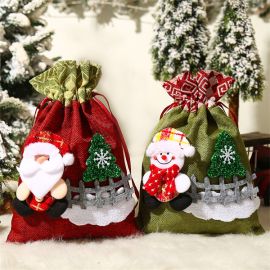 christmas drawstring bags wraping gift pockets sacks