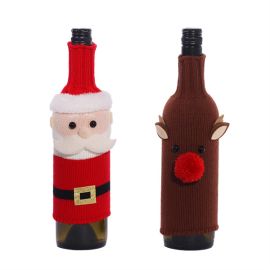 Christmas wine bottle sleeves Xmas knitted fabric cover