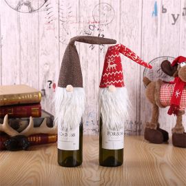 Christmas wine bottle covers Xmas Santa Claus table decorations