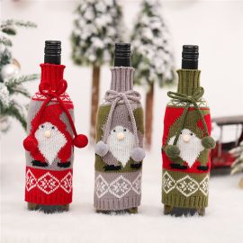 christmas wine bottle covers knitted fabric sleeves