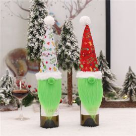 Christmas green beard wine bottle cover xmas decoration