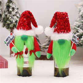 green beard christmas wine bottle covers table decorations
