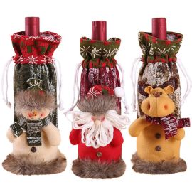 Christmas wine bottle sleeves santa table decoration