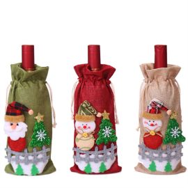 Christmas wine bottle sleeves santa covers table decoration