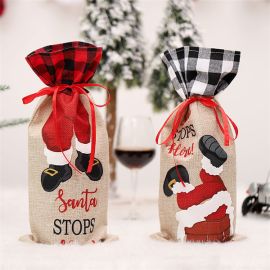 Christmas wine bottle sleeves red black plaid covers