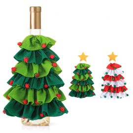 Christmas tree wine bottle covers dinner decor table ornament