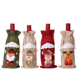 Christmas wine bottle sleeves santa claus drawstring bags