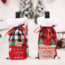 white plush christmas wine bottle sleeves xmas cover decoration