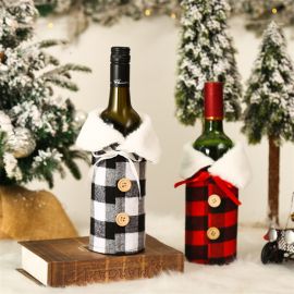 plaid coat christmas wine bottle sleeves cover decoration