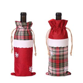 lattice linen christmas wine bottle sleeves dinner table decoration