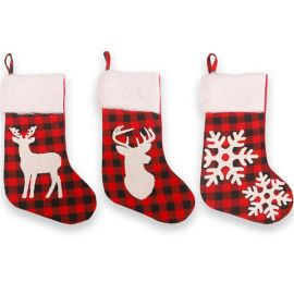 white edge lattice christmas stockings tree pendant