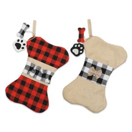 pet dog buffalo plaid christmas stockings xmas decoration