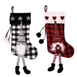 3D plush long legs gnome christmas stockings xmas decoration