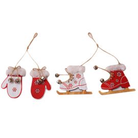 ski skates gloves wooden christmas hanging ornaments