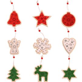 3pc wooden pendant classic christmas hanging ornaments
