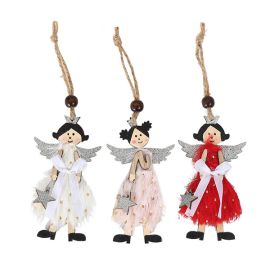 cute angel girl wooden pendant christmas hanging ornaments