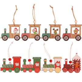 christmas train wooden pendants xmas tree hanging ornaments