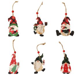 santa gnomes wooden pendants christmas hanging ornaments