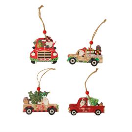 pick Up truck wooden pendants christmas hanging ornaments