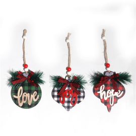 heart lattice wooden pendants christmas hanging ornament